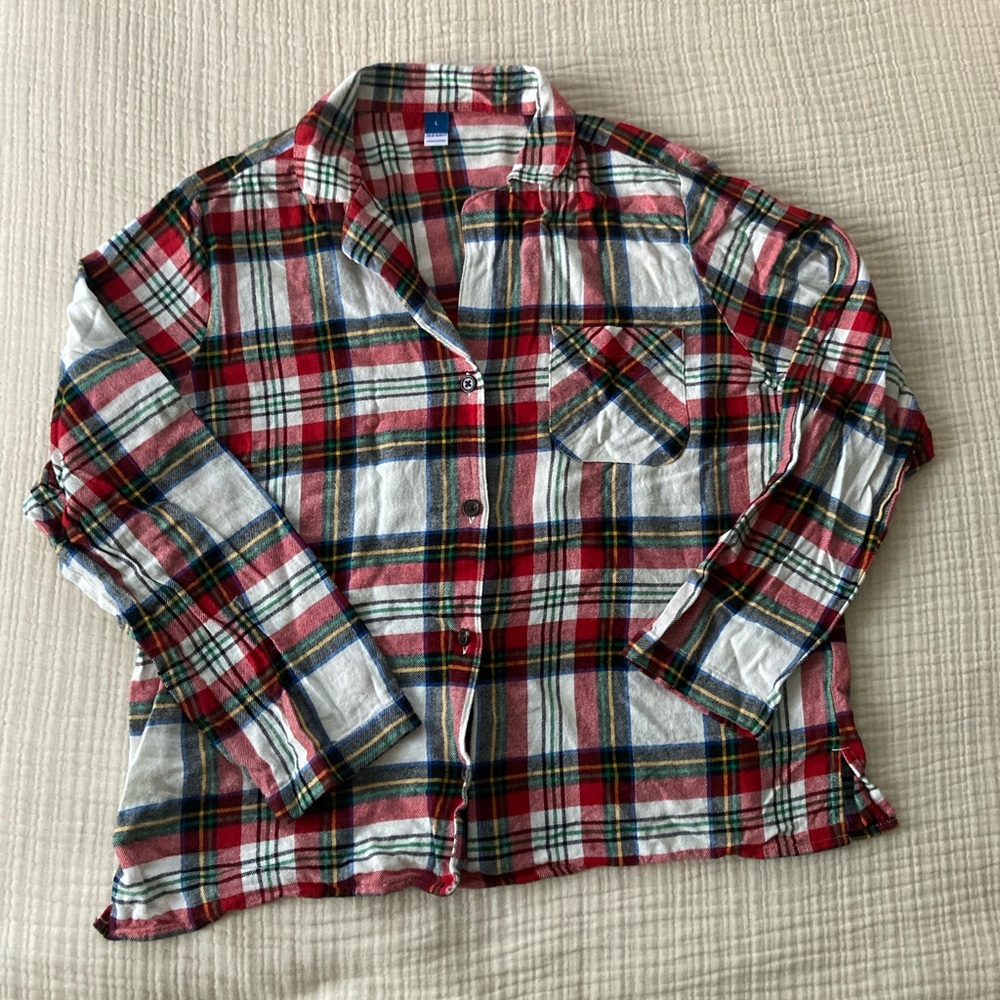 Old Navy Striped Christmas Pajama Flannel Shirt